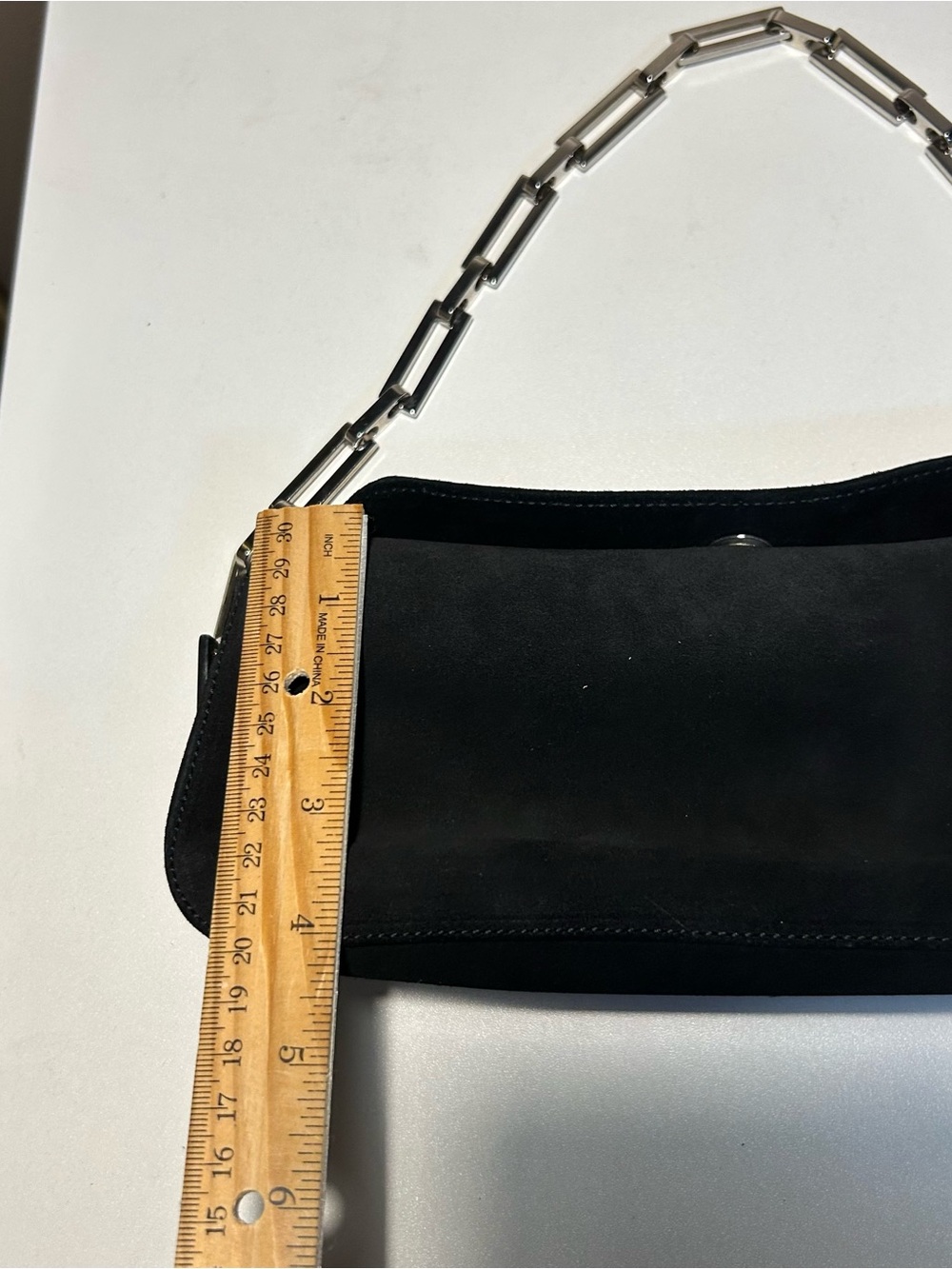 Nina Ricci Black Suede Shoulder Bag with Silver Chain Strap Party Event bag - Picture 10 of 12
